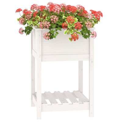 vidaXL Planter with Shelf White 54x54x81 cm Solid Wood Pine