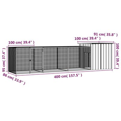 vidaXL Chicken Cage Grey 400x91x100 cm Galvanised Steel