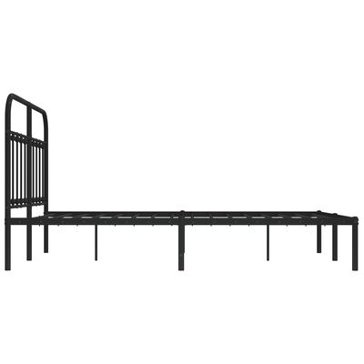 vidaXL Metal Bed Frame without Mattress with Headboard Black 150x200 cm King Size