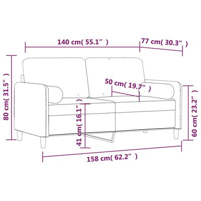 vidaXL 2-Seater Sofa with Pillows&Cushions Dark Grey 140 cm Velvet