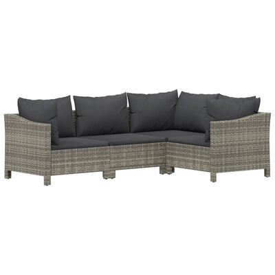 vidaXL 6 Piece Garden Lounge Set with Cushions Grey Poly Rattan