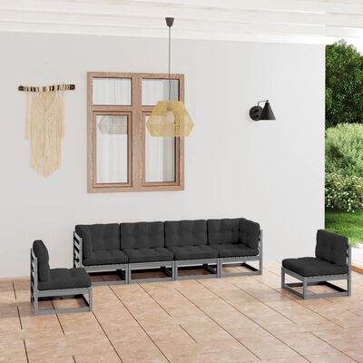 vidaXL 6 Piece Garden Lounge Set with Cushions Solid Pinewood