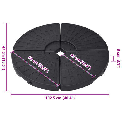 vidaXL Umbrella Base Fan-shaped 4 pcs Black