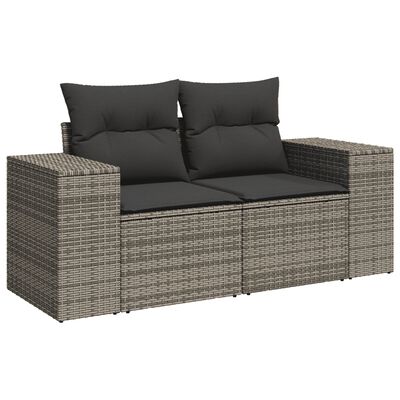 vidaXL 11 Piece Garden Sofa Set with Cushions Grey Poly Rattan