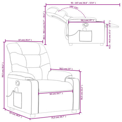 vidaXL Massage Recliner Chair Light Grey Fabric