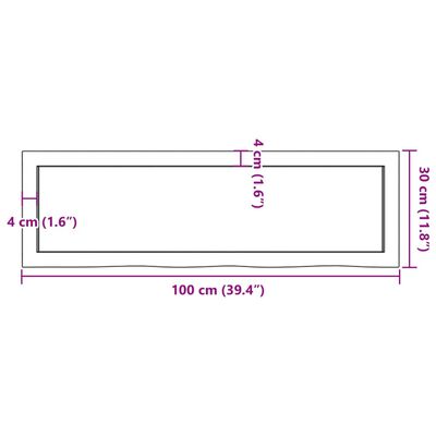 vidaXL Bathroom Countertop Dark Brown 100x30x(2-4) cm Treated Solid Wood