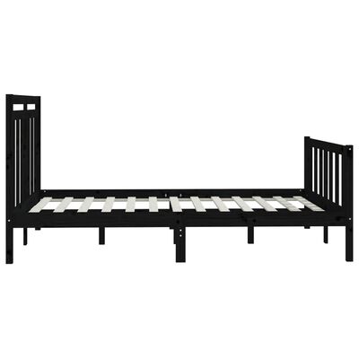 vidaXL Bed Frame without Mattress Black Solid Wood Pine 150x200 cm King Size