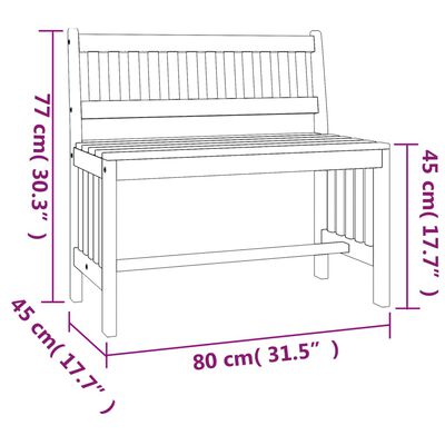 vidaXL Garden Bench 80 cm Solid Wood Eucalyptus