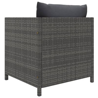 vidaXL 6 Piece Garden Lounge Set with Cushions Poly Rattan Grey