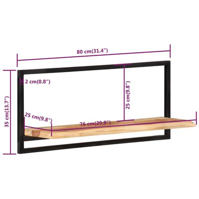 vidaXL Wall Shelves 2 pcs 80x25x35 cm Solid Wood Acacia and Steel