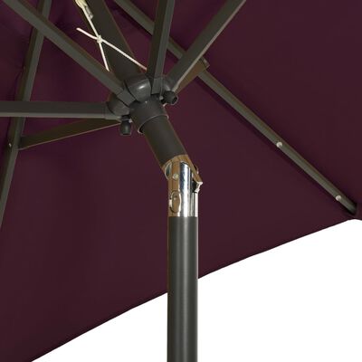 vidaXL Garden Parasol with LED Lights Bordeaux Red 200x211 cm Aluminium