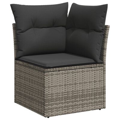 vidaXL 7 Piece Garden Sofa Set with Cushions Black Poly Rattan