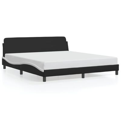 vidaXL Bed Frame without Mattress Black&White 183x203 cm King Faux Leather