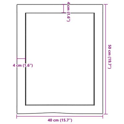 vidaXL Bathroom Countertop Dark Brown 40x50x(2-4) cm Treated Solid Wood