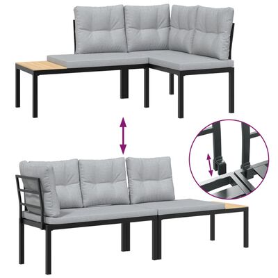 vidaXL 5 Piece Garden Sofa Set with Cushions Black Powder-coated Steel