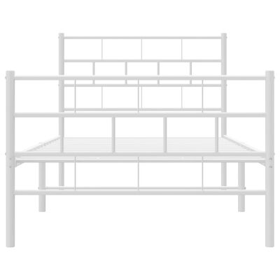 vidaXL Metal Bed Frame without Mattress with Footboard White 90x190 cm Single