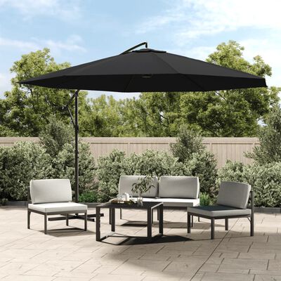 vidaXL Cantilever Garden Parasol with Aluminium Pole 350 cm Black