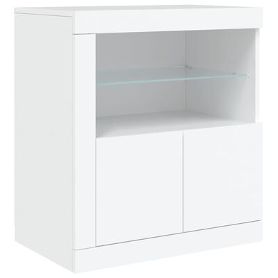 vidaXL Sideboard with LED Lights White 202x37x67 cm