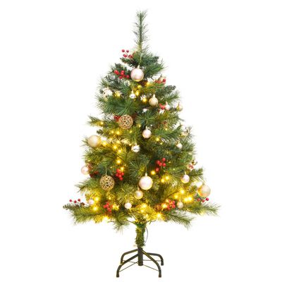 vidaXL Artificial Hinged Christmas Tree 150 LEDs & Ball Set 120 cm