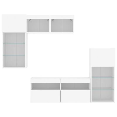 vidaXL 5 Piece TV Wall Units with LED White Engineered Wood