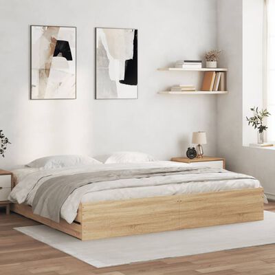 vidaXL Bed Frame with Drawers without Mattress Sonoma Oak 180x200 cm Super King