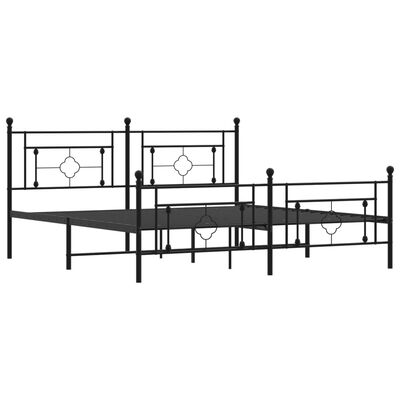 vidaXL Metal Bed Frame without Mattress with Footboard Black 180x200 cm Super King