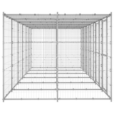 vidaXL Outdoor Dog Kennel Galvanised Steel with Roof 14.52 m²