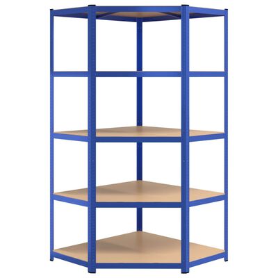 vidaXL 5-Layer Shelves 3 pcs Blue Steel&Engineered Wood