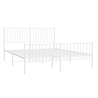 vidaXL Metal Bed Frame with Headboard and Footboard White 150x200 cm King Size