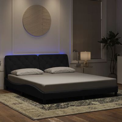 vidaXL Bed Frame with LED without Mattress Black 183x203 cm King Velvet