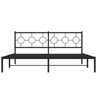 vidaXL Metal Bed Frame without Mattress with Headboard Black 180x200 cm Super King