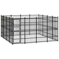 vidaXL Outdoor Dog Kennel Steel 14.75 m²