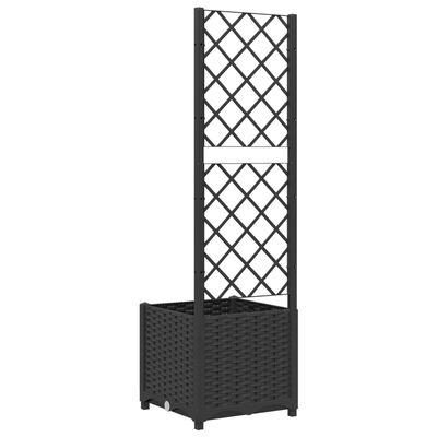 vidaXL Garden Planter with Trellis Black 40x40x136 cm PP