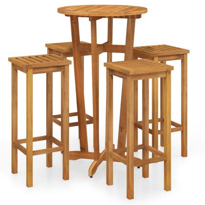 vidaXL 5 Piece Garden Bar Set Solid Wood Acacia