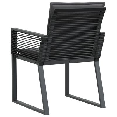 vidaXL Garden Chairs with Cushions 2 pcs Black Poly Rattan