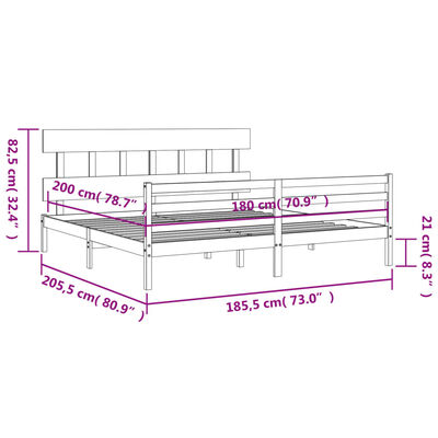 vidaXL Bed Frame without Mattress White Super King Size Solid Wood