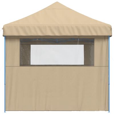 vidaXL Foldable Party Tent Pop-Up with 3 Sidewalls Beige