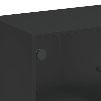 vidaXL Side Cabinet with Glass Doors Black 68x37x75.5 cm