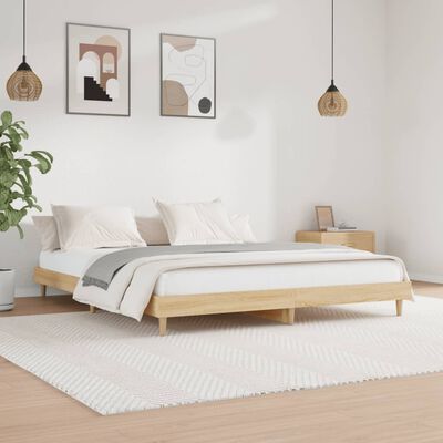 vidaXL Bed Frame without Mattress Sonoma Oak 180x200 cm Super King Engineered Wood