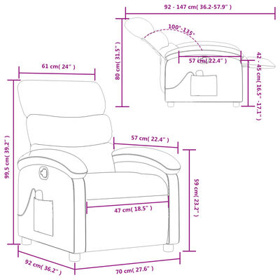 vidaXL Massage Recliner Chair Light Grey Fabric