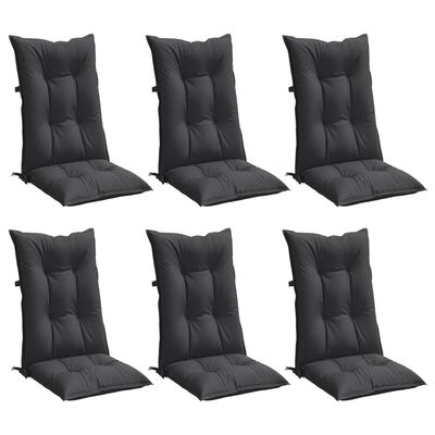 vidaXL Highback Chair Cushions 6 pcs Melange Anthracite 120x50x7 cm Fabric