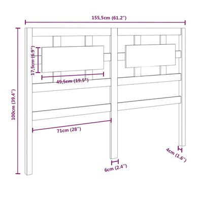 vidaXL Bed Headboard 155.5x4x100 cm Solid Wood Pine