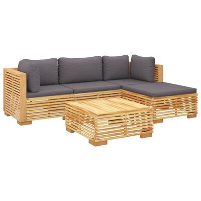 vidaXL 5 Piece Garden Lounge Set with Cushions Solid Wood Teak