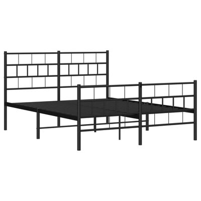 vidaXL Metal Bed Frame without Mattress with Footboard Black 150x200 cm King Size