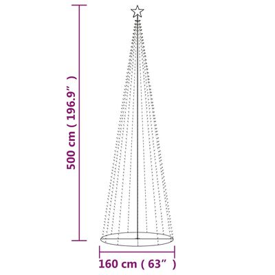 vidaXL Christmas Cone Tree Blue 732 LEDs 160x500 cm