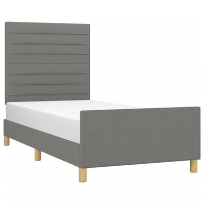 vidaXL Bed Frame without Mattress Dark Grey 107x203 cm King Single Size Fabric