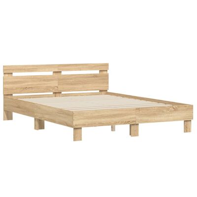 vidaXL Bed Frame with LED without Mattress Sonoma Oak 150x200 cm King Size