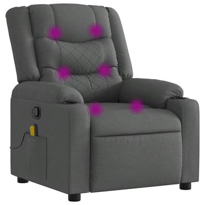 vidaXL Massage Recliner Chair Dark Grey Fabric