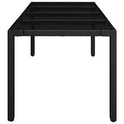 vidaXL Garden Table with Glass Top Black 190x90x75 cm Poly Rattan