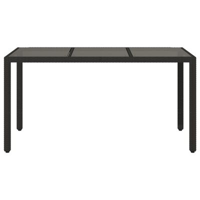 vidaXL Garden Table 150x90x75 cm Tempered Glass and Poly Rattan Black